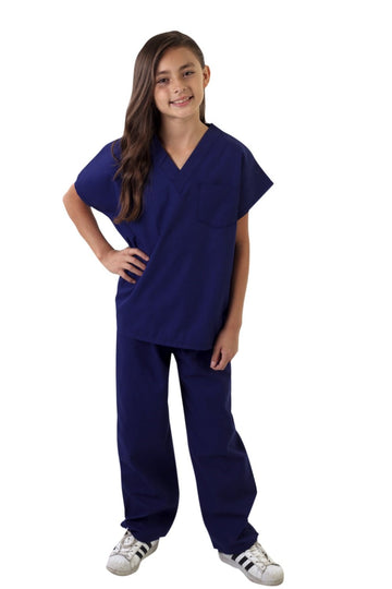 M&M Scrubs Super Soft Children Scrub Set Kids Dress Up (7, True Navy Blue)