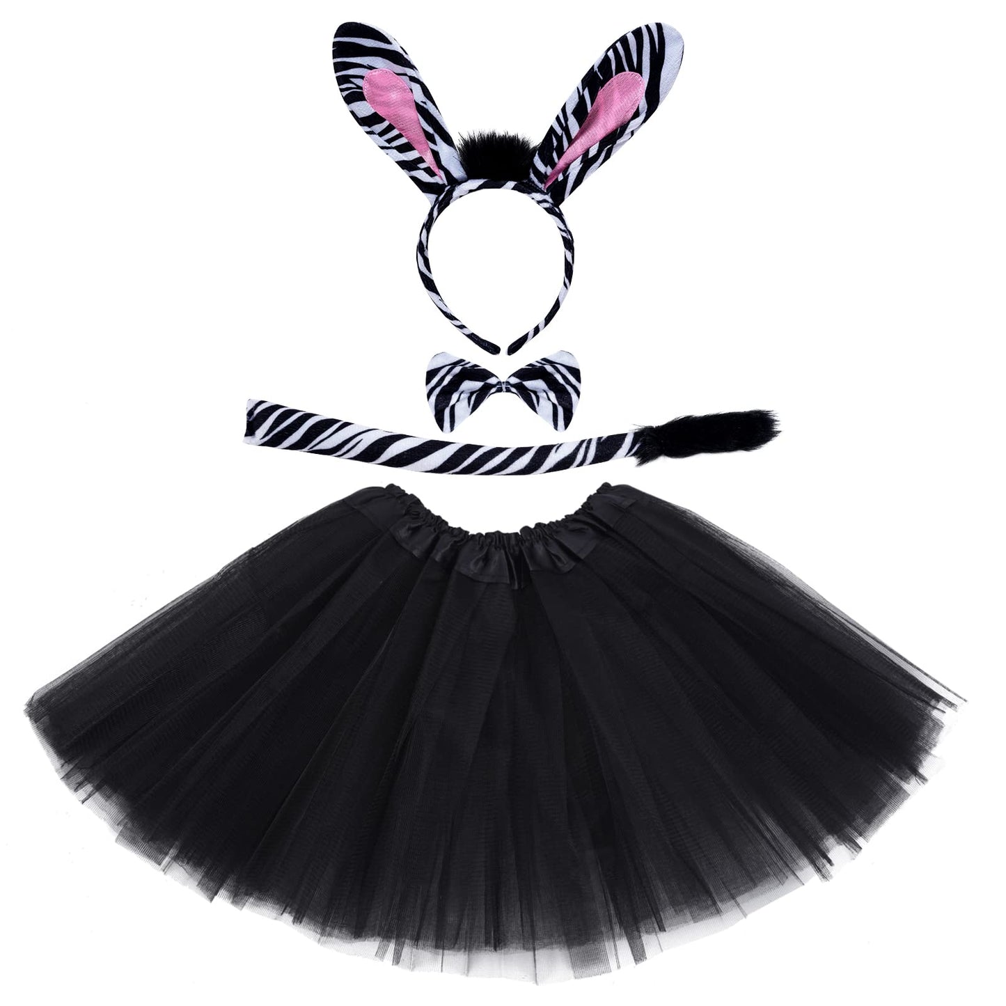 Marrywindix Black Zebra Costume Tutu Set Animal Fancy Dress Costume Kit Halloween Party Dress Up Accessories