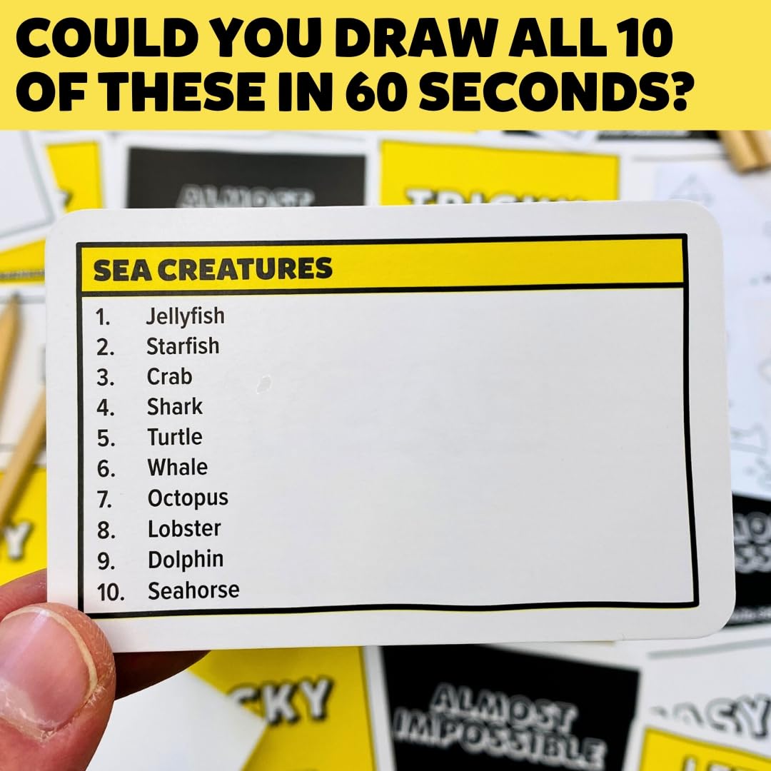 Gamely Six Second Scribbles USA - Fast & Fun Drawing Game for Kids, Teens & Adults - Black and Yellow Family Party Game
