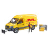 Bruder MB Sprinter Delivery Van with Driver Figure, Pallet Cage & Packages, Model 02671, Plastic