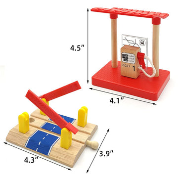 Wooden Crane Toy Set with Train Cars - Compatible with Major Wooden Rail Brands - Ages 3-5