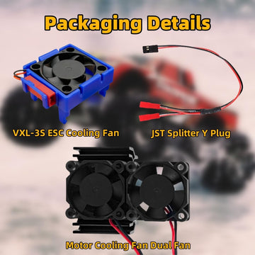 Daisyfang VXL-3s ESC Cooling Fan Set - Dual Fans for 1/10 Traxxas Models - Black Aluminum