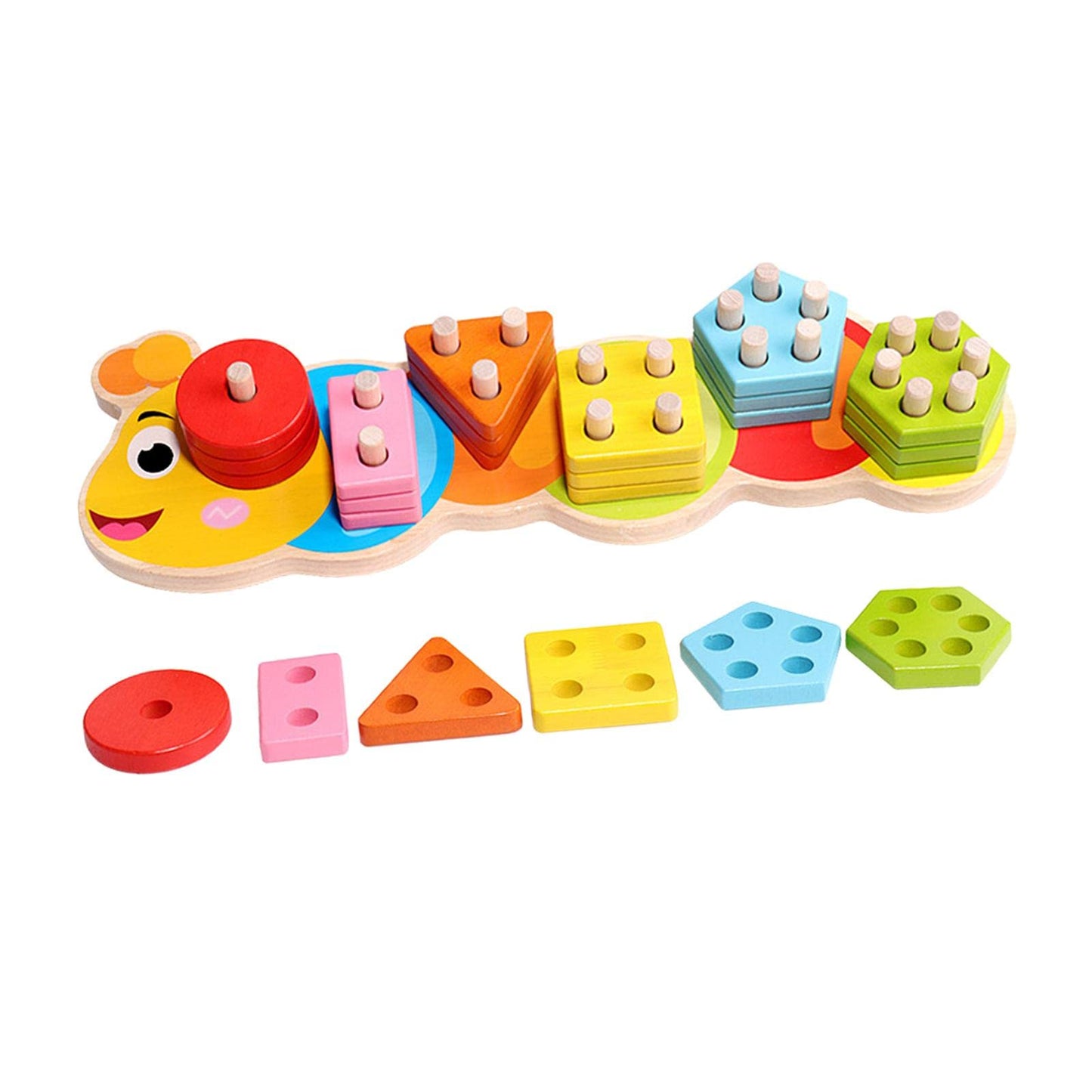 Trendivibe Shape Color Recognition Blocks Montessori Toys Wood For Game Activity| Baby Learning Toy | Infant Activity Toy | Sens