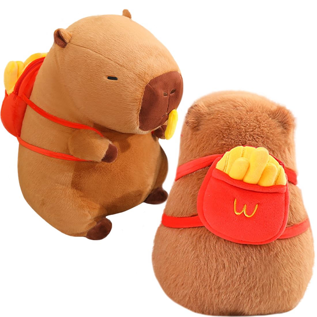 ELAINREN Ultra-Soft Stuffed Capybara Toy with Fries Backpack,Kawaii Fast Food Guinea Pig Plushie Doll Gifts/8.6''