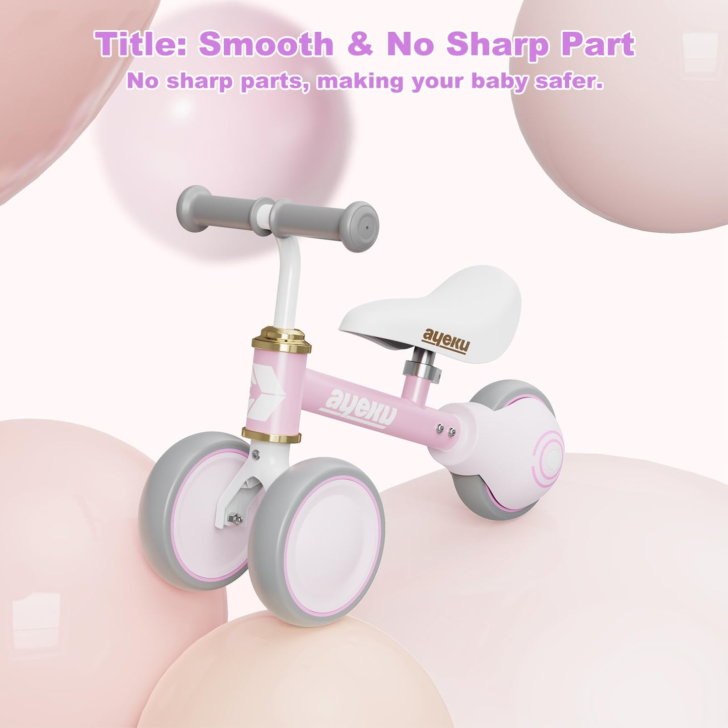 AyeKu Baby Balance Bike for 1 Year Old Boys Girls 12-24 Month Toddler Balance Bike, 3 Wheels Toddler First Bike, First Birthday