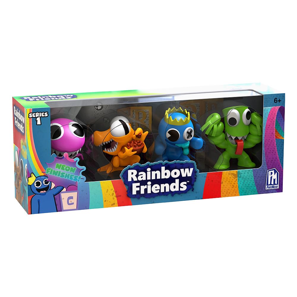 Rainbow Friends - Neon Minifigure 4-Pack (Four 2.5'' Collectible Figures, Series 1)