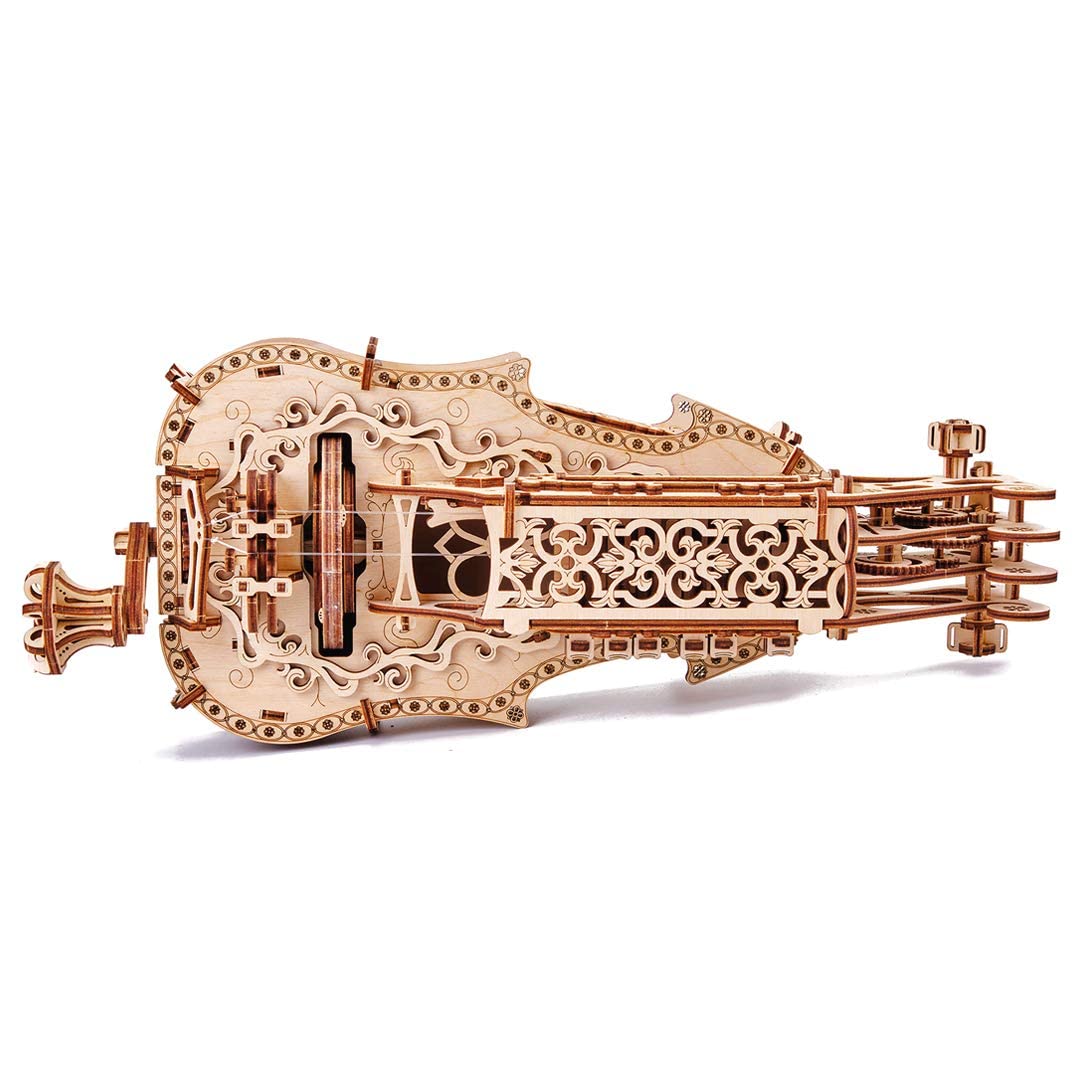 Wood Trick Lyra Da Vinci 3D Wooden Puzzle For Adults And Kids To Build - Hurdy Gurdy Kit Musical Instrument - Wood Model Kit