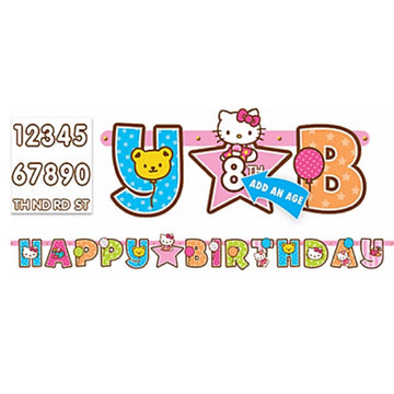 Amscan Dainty Hello Kitty Balloon Dreams Jumbo Add-an-Age Birthday Party Letter Banner Decoration (1 Piece), 10.5 x 10, Multico