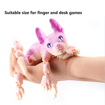 QINGMIAO 3D Printed Cat Articulated Hairless Cat Toys for mature-themed 3D Print Animals Fidget Toys Decor for Stress Relief 3D Printing Cute Cat Desktop Pet (Rianbow)