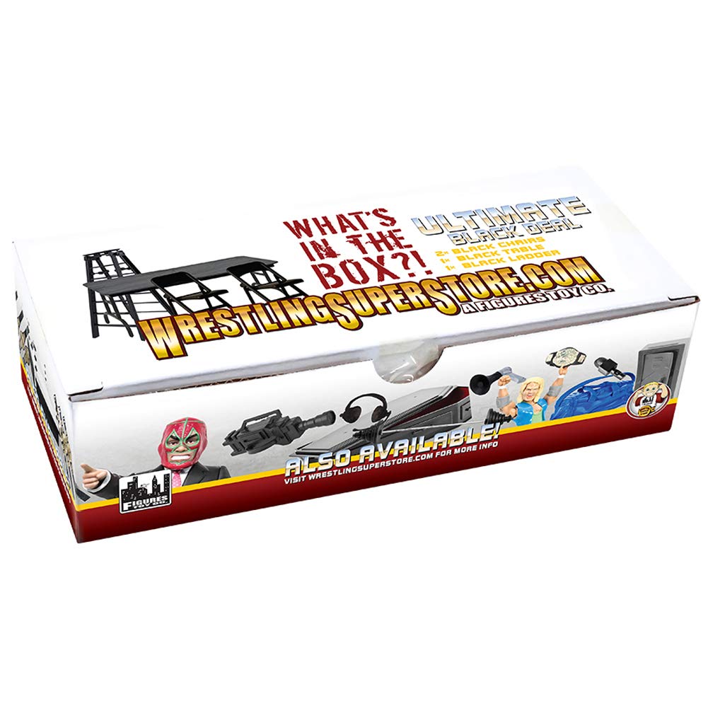 Ultimate Ladder, Table & Chairs Black Playset for Wrestling Action Figures