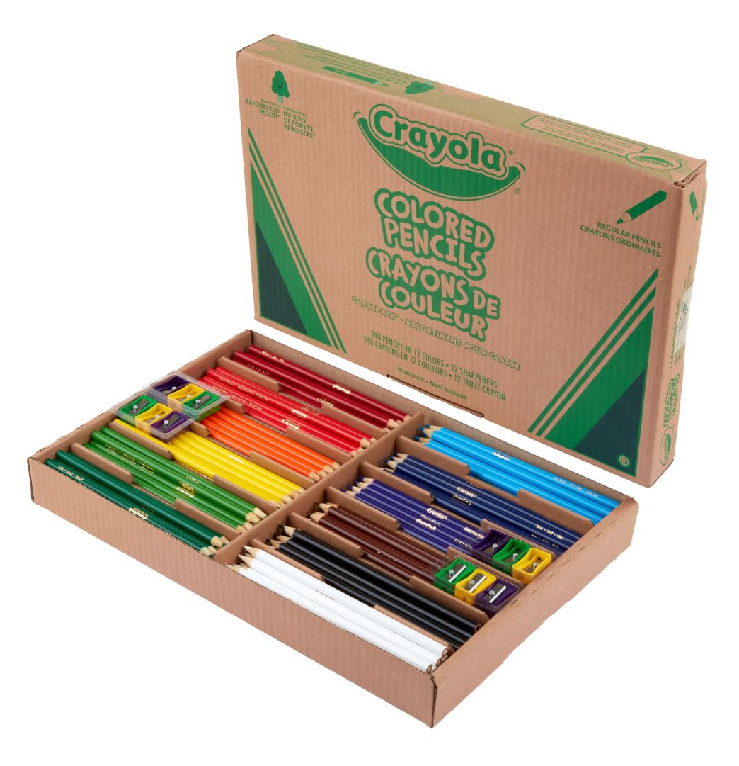 Crayola Colored Pencils Classpack (240Ct), Must Have Classroom Supplies For Teachers, Bulk Colored Pencils For School, 12 Colors