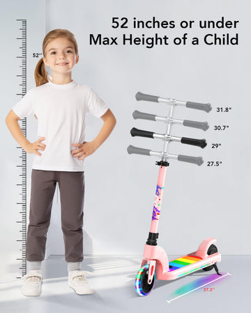 Anhao Electric Scooter For Kids Ages 6-12(Mainly 6-10), Adjustable Handlebar And Speed, Anti-Slip Deck, Flash Wheel, Toddler Sco