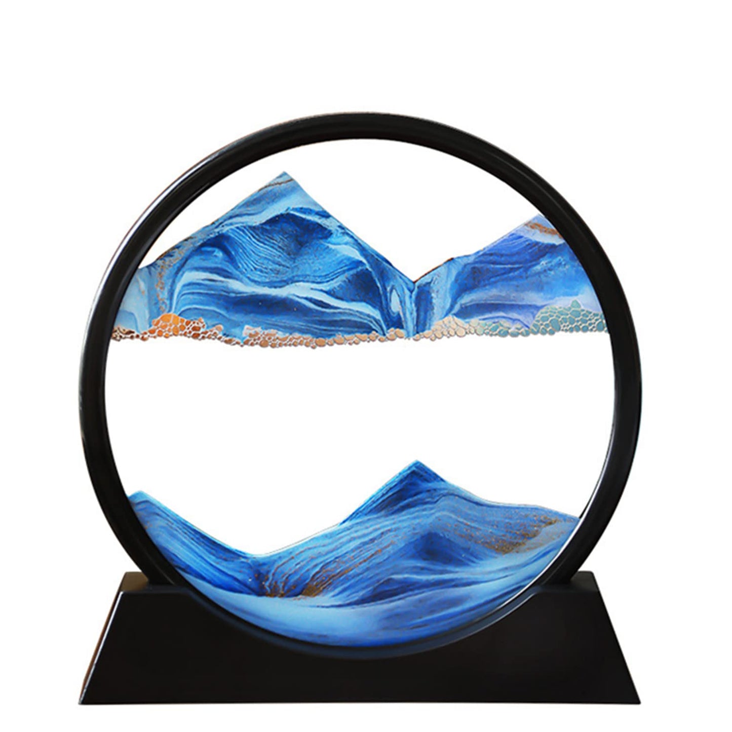 Arthink Moving Sand Art Picture in Motion Round Glass 3D Deep Sea Landscape, Dynamic Sand Art Sandscapes, Sensory Relaxing Deskt