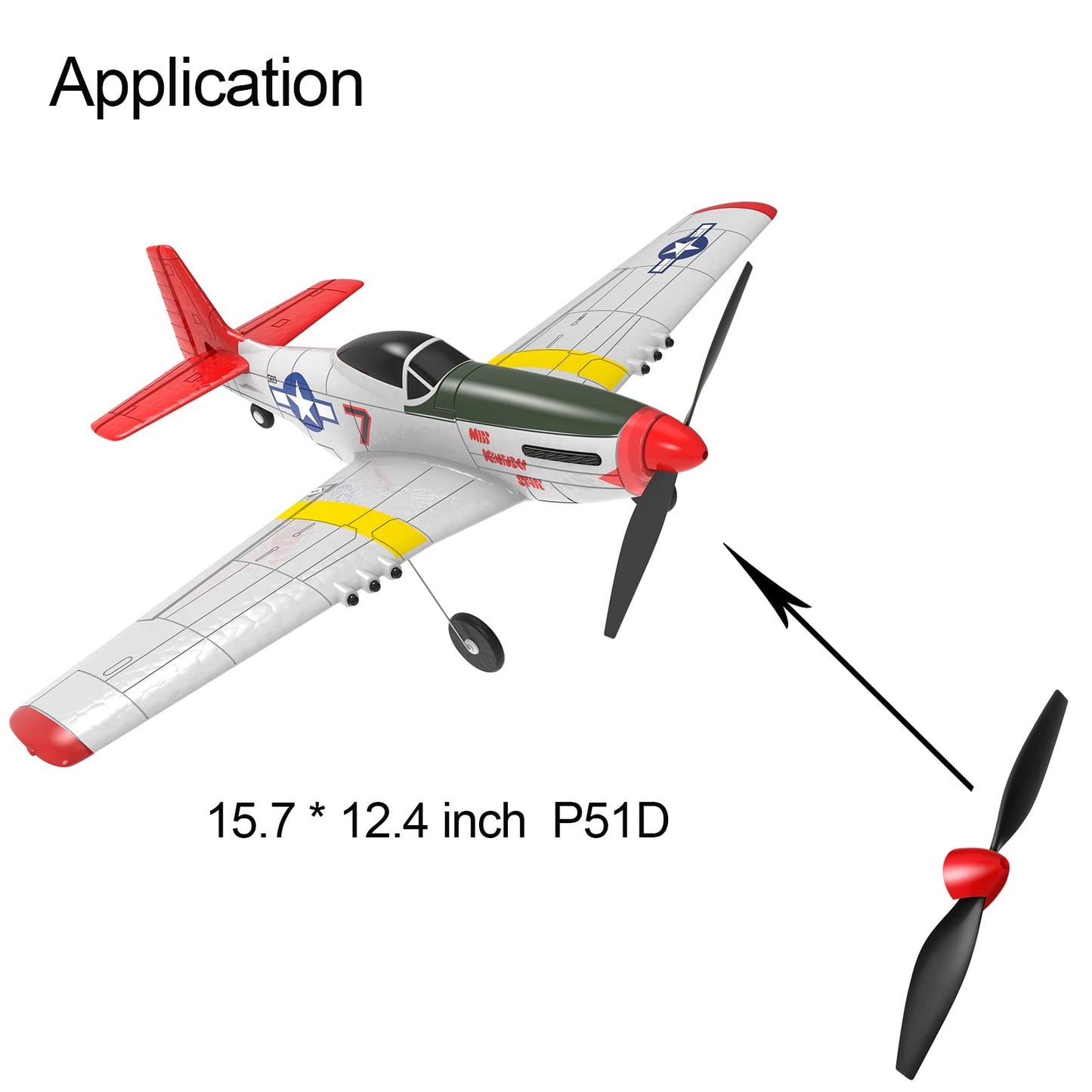 FLYCOLOR 3 Sets P51 Rc Plane Propeller with Propeller Savers and Adapters for VOLANTEXRC 761-5 Airplane and Tr-p51d