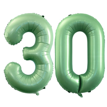 Goer Number 30 Balloons For 30Th Birthday Party Decorations,42 Inch Jumbo Foil Helium Balloons For 30Th Anniversary (Sage Green)
