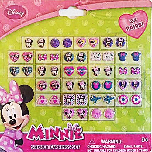 H.E.R Accessories Minnie Mouse Sticker Earrings Set, 24 Pairs, Pink, Adhesive Material, Model 43221-2620