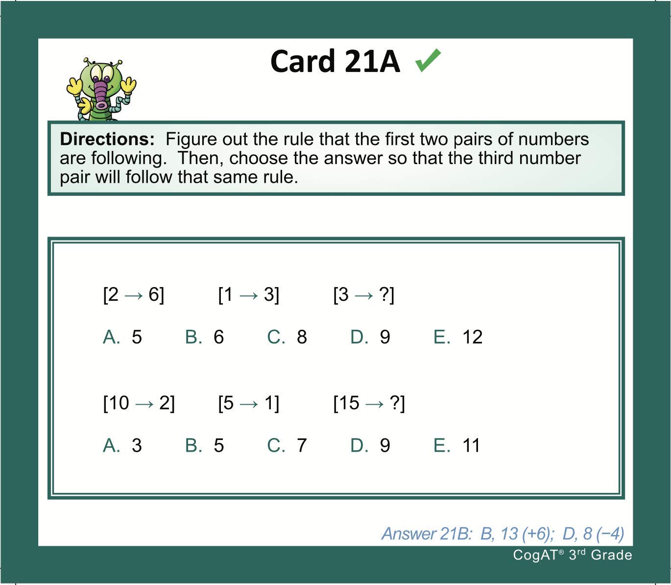 Testingmom.Com Cogat Test Prep Flash Cards - Grade 3 (Level 9) - 72 Cards - 200+ Practice Questions - Tips For Higher Scores On The 3Rd Grade Cogat Gifted And Talented Test - Verbal & Non-Verbal