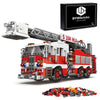 BYWbricks City Ladder Fire Truck Building Blocks Set - 711 pcs, Plastic, 11.6" x 3.74" x 5.03", Model 03031, Gift