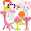 Medical-Grade Teething Toys For Babies 0-6 6-12 12-18 Months - With 4 Adorable Baby Teethers & 2 Baby Fruit Feeders - Soft