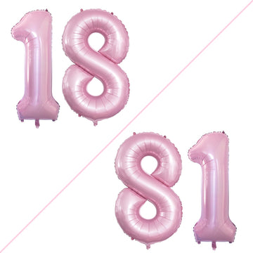 Goer Number 18 Balloons For 18Th Birthday Sweet 18 Party Decorations,42 Inch Jumbo Foil Helium 81 Balloons For 81St Birthday Party Decoration (Light Pink)