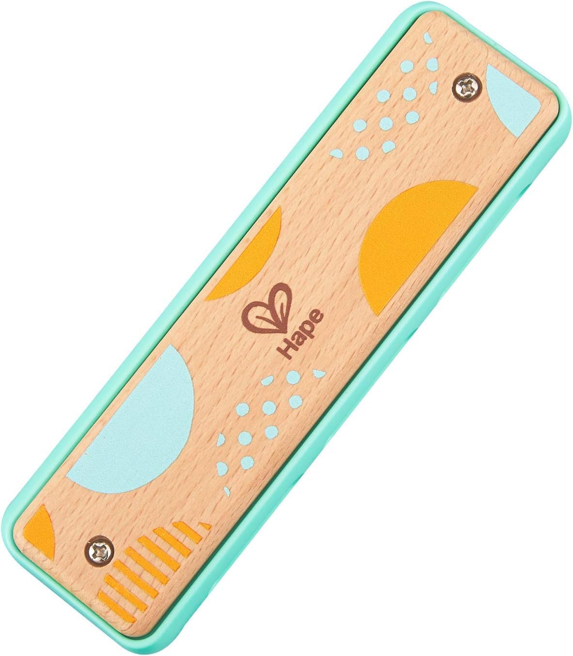 Hape Blues Harmonica | 10 Hole Wooden Musical Instrument Toy For Kids, Blue-Green (E8916)