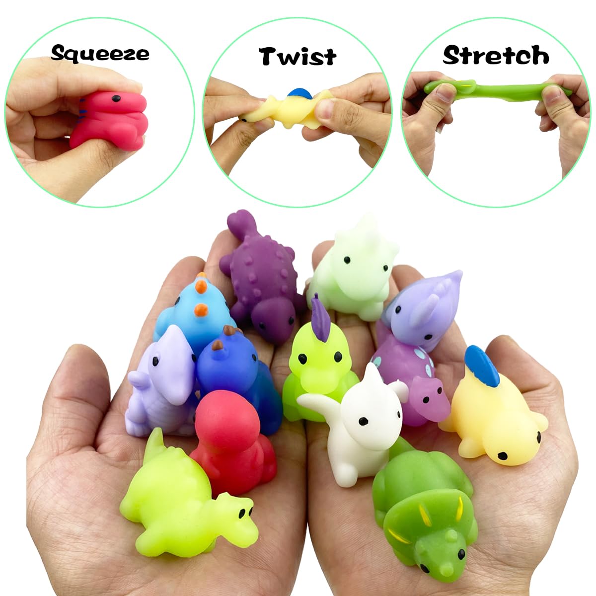 Pinkiwine 24 Pcs Valentines Cards With Dinosaur Mochi Squishy Toys Squishies For Kids School Class Classroom Valentines Prizes Party Favors Gifts