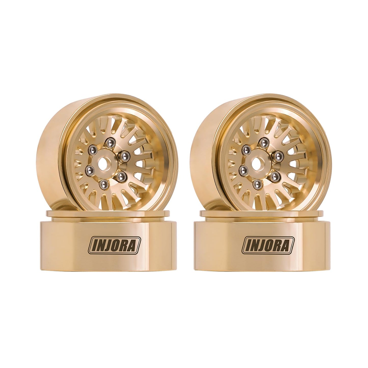INJORA 1.0 Plus Brass Beadlock Wheel Rim for 1/24 1/18 RC Crawler TRX4M Ascent18 SCX24 FCX24 Upgrade(Brass)