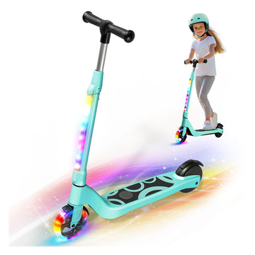 LIEAGLE Electric Scooter For Kids Age 6-12, 60W Motor, 5Miles Range, 6.2mph, 5.3 Rubber Tires w/RGB Wheel Lights & 7-Color Headl