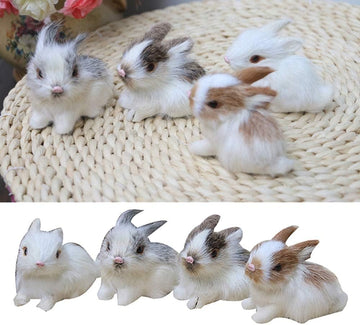 Katartizo Mini Realistic Cute Plush Rabbits Lifelike Animal Easter Bunny Simulation Model Birthday Gift Stuffed Animals and Tedd