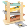 Joyreal Wooden Car Ramp Race Track Set - Soft Color, Medium Size, Includes 4 Mini Cars & Garage, Ideal for Toddlers 1-3 Years Old