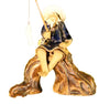 Bonsaiboy Miniature Ceramic Fisherman Figurine Fisherman Sitting On A Log - Blue