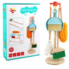 Wooden Montessori 6 Piece Cleaning Pretend And Play Mopping Toy Set For Boys And Girls Includes Broom, Brush, Dustpan, Mop Duste