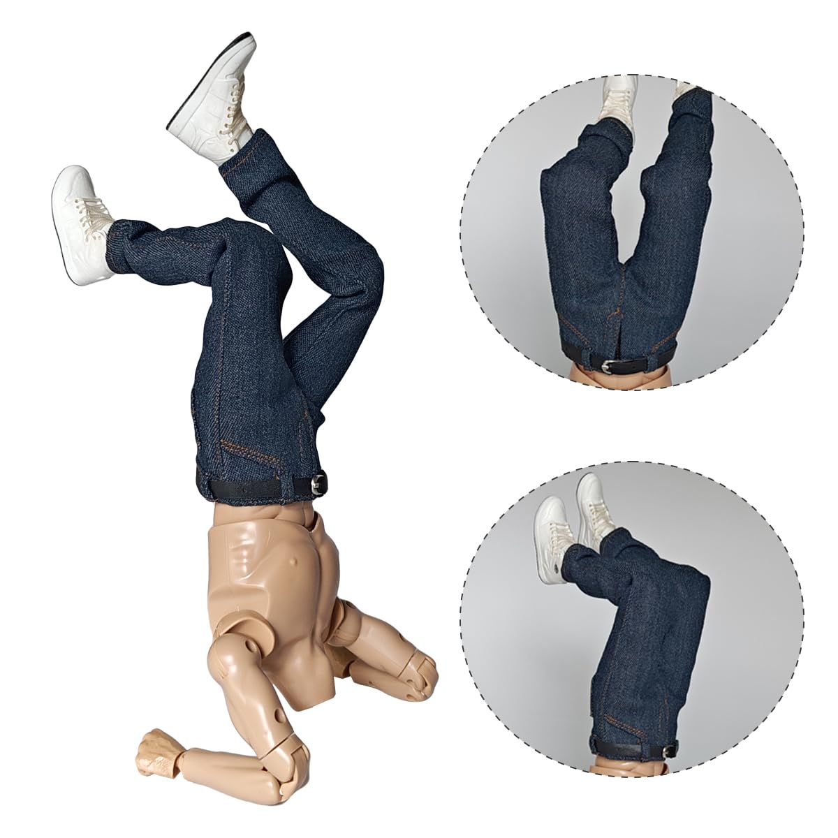 Panchitalk 1/6 Scale Soldier Pants Classic Jeans & Belt Model For 12'' Male Action Figure Body (Navy Blue)