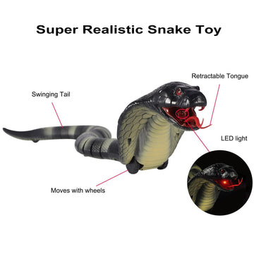 Ufurty Detachable Remote Control Cobra Snake 17' Long Rechargeable Simulation Rc Snake Toy For Kids Children