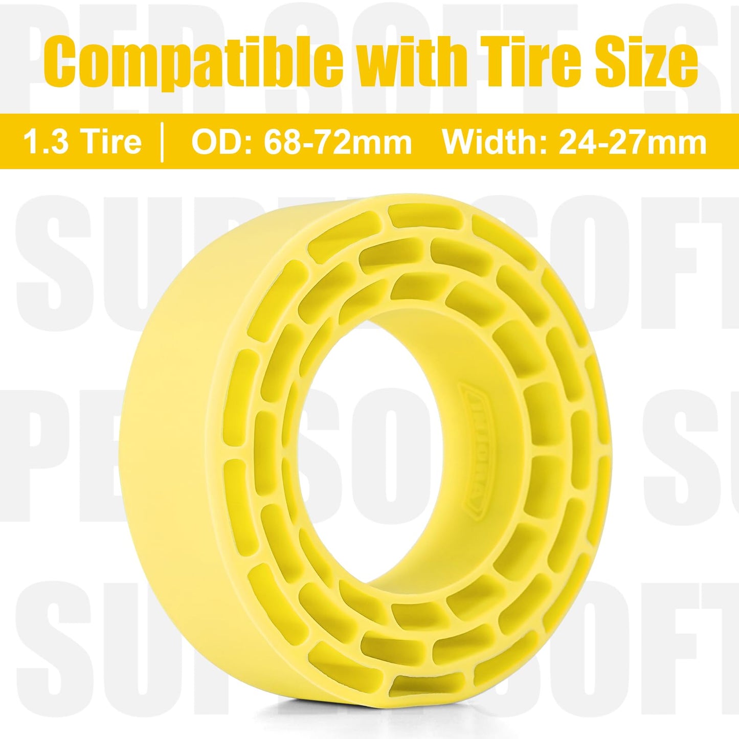 INJORA Silicone Rubber Inserts for 68-72mm 1.3'' Tires, 4pcs (Yellow)