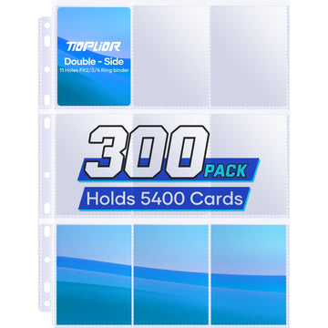 Tioplior 300 Pack Trading Card Sleeve Pages,9 Pockets Double Sided Binder Sheets For 3 Ring Binder,Hold 5400 Cards Fit For Mtg,T
