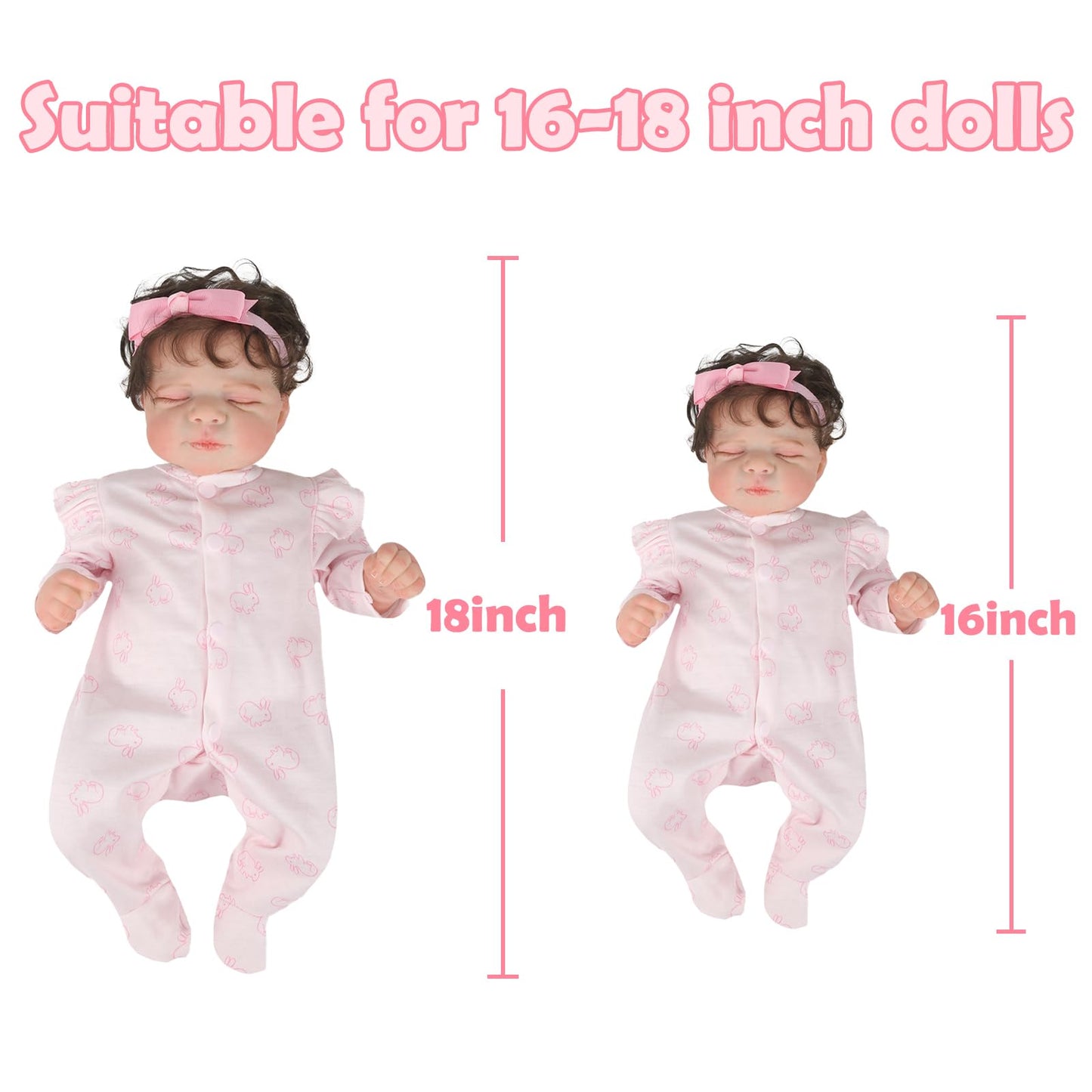 Caranovo Realistic Reborn Baby Doll Clothes 16-18 Inch 2Pcs Pink Outfits Clothing Set Accessories Suitable For Reborn Babies And