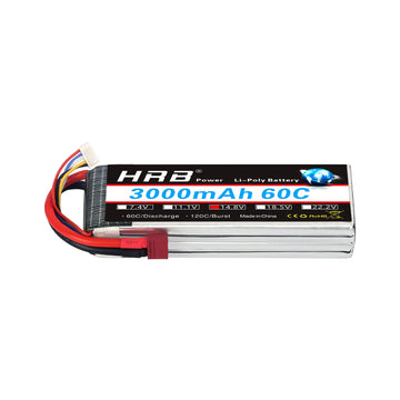 HRB 4S Lipo Battery 3000mAh 14.8V 60C RC Lipo Battery Compatible with RC Car Truck Quadcopter Airplane Helicopter Boat