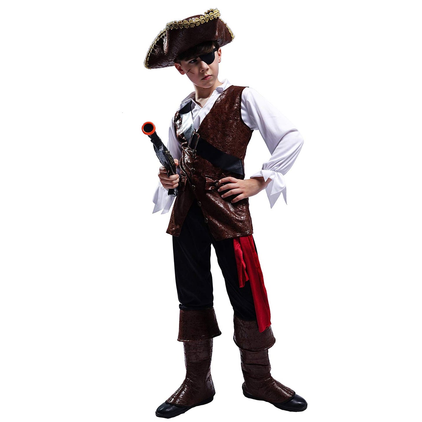 Pgond Boys Deluxe Pirate Costume With Hat (M/7-9Y)
