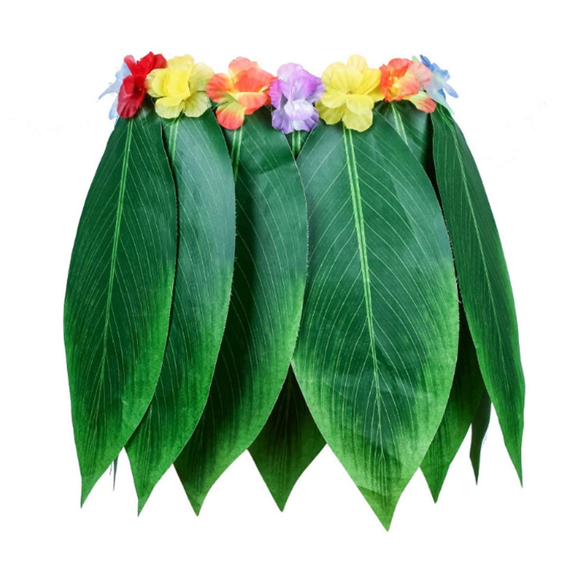 Hawaiian Hula Leaf Grass Skirt Necklaces Bracelets Headband Luau Party Supplies (5Pcs) Green