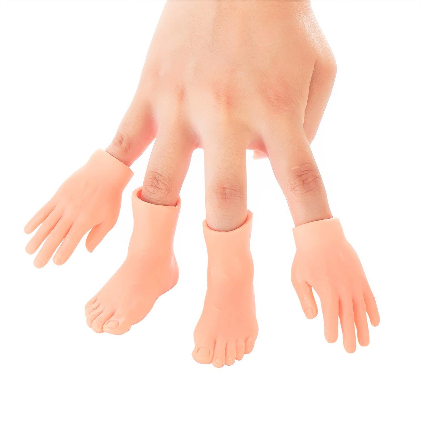 Dr Dingus Finger Hand & Feet Puppets - 4 Hands, 4 Feet, 4 Handles - Premium Rubber Little Tiny Finger Hands – Fun And Realistic Design – Ideal Gag Present