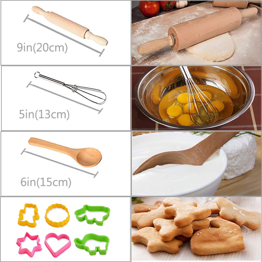 HmiL-U Chef Set for Kids - 13 Pcs Kids Cooking and Baking Set Includes Kids Apron, Chef Hat, Utensils, Cooking Mitt for Kids Che