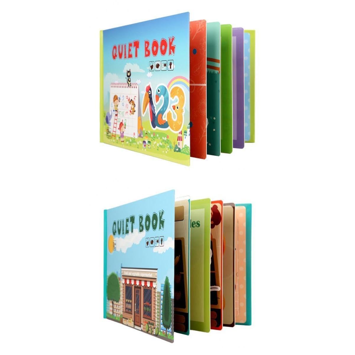 Merishopp2 Pieces Montessori Quiet Book Early Learning For Preschool Boy Girl|Baby | Toys For Baby | Developmental Baby Toys