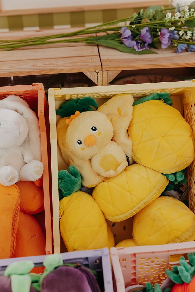 Les D Glingos Flipetz Nugget The Chick Plushie - Reversible Pineapple To Chick 2-In-1 Stuffed Animal - 9 Inch Kids Transforming