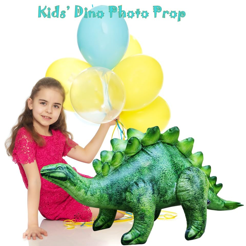 Jet Creations Inflatable Stegosaurus Toy - 20" Tall, 46" Long, Emerald Green, PVC, Jurassic Theme Garden Decor