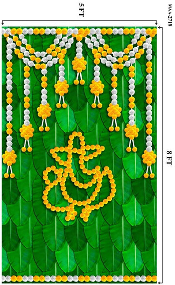 Zeonely Mart talambralu ganesh ji backdrop cloth,size 8 Ft Lenth * 5 Ft width(cloth13) pooja backdrop decoration cloth |backdrop