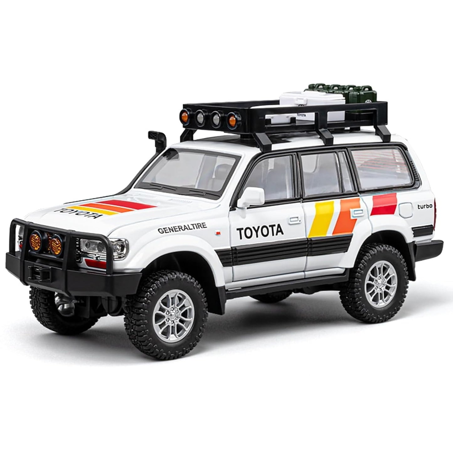 Denfe 1:24 Scale Tototaa Land Cruiser Lc80 Sound And Light Pull-Back Door Openable Alloy Diecast Model Car Toy Vehicles For Kids