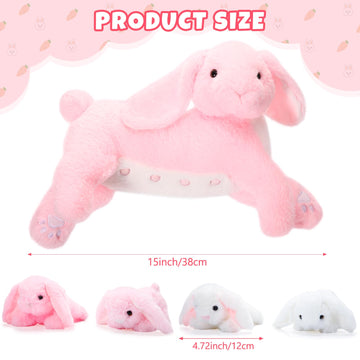 Libima 5 Pcs Nursing Bunny Plush Toys Pink 15 Inch Soft Mommy Stuffed Animals With 4 Magnetic Cuddly Baby Rabbits Stuffed Bunny