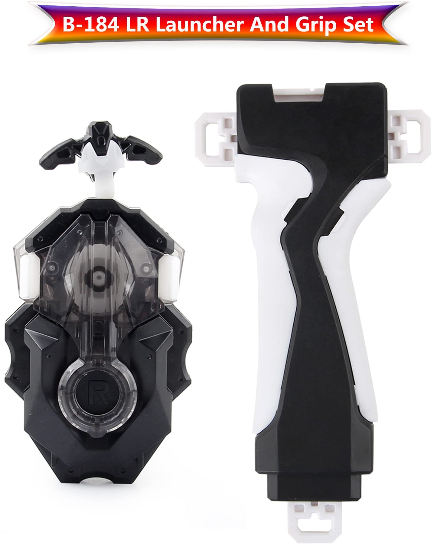 Desamvap Bey Battling Tops B-184 Launcher & Grip, Custom LR Left Right Spin, Compatible with All Bey Burst Series, Black, Small