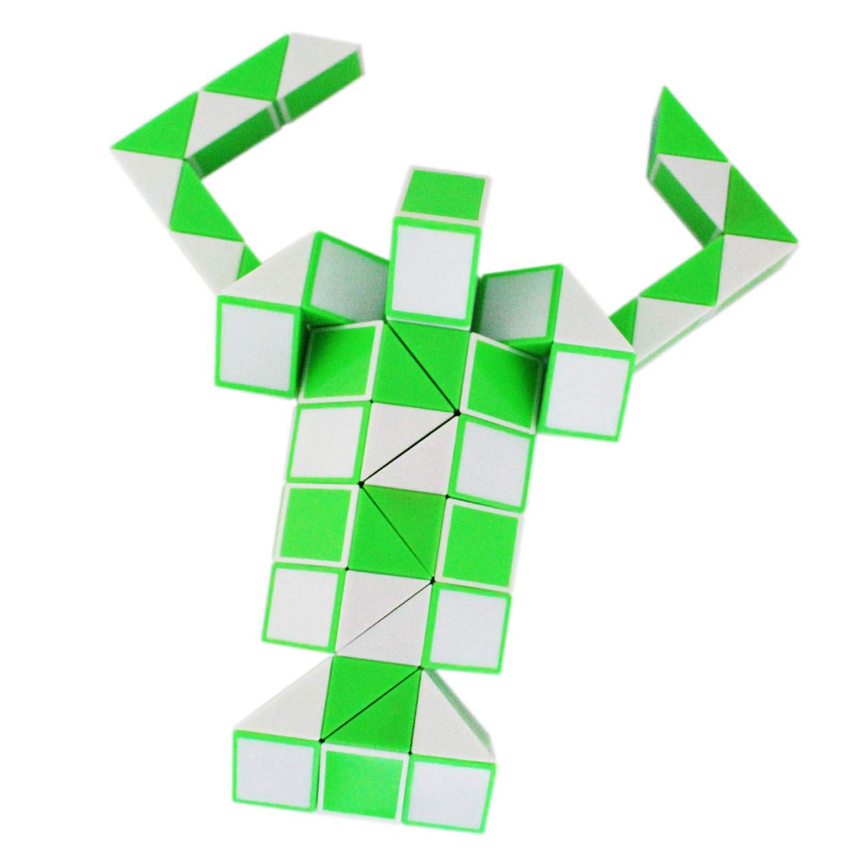 Mipartebo Magic Snake Cube Twist Puzzle - Large Green Fidget Toy, 72 Wedges, PS Plastic, Gift for Kids & Teens